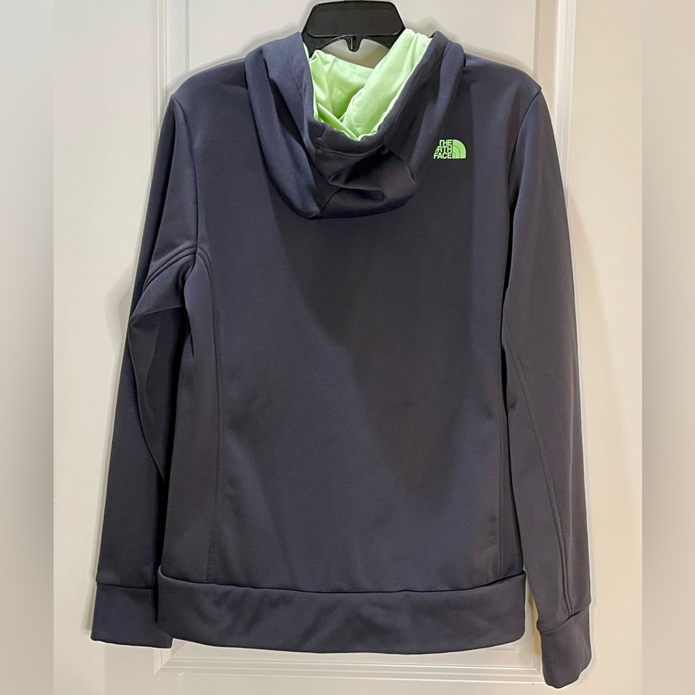 The North Face Full Zip Hooded Jacket Charcoal Gray & Neon Green Size L - Picture 7 of 7
